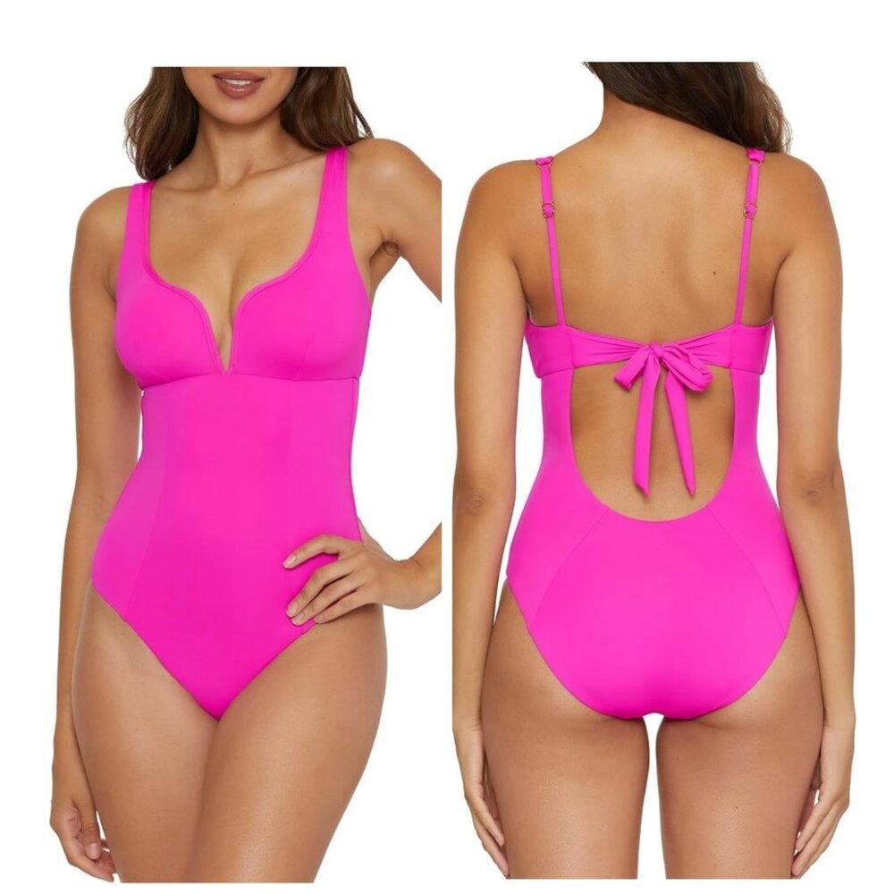 Nwt BECCA - S Color Code V‎ Wire One Piece Swimsuit  Vivid Pink $138